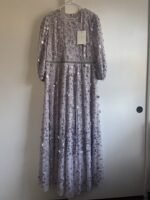 Mac Duggal 93805 Floral Applique Puff Sleeve High Neck Aline Lavender Gown Size 16 - Image 9