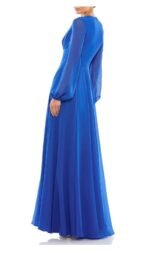 Leena For Mac Duggal 55682 V-Neck Illusion Long Sleeve Chiffon Gown - Size 14 - Image 5