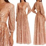 Mac Duggal A5509.  Apricot Sequin Formal Gown - Size 14
