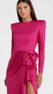 Mac Duggal Leena 10 Long Sleeve Structured Bow Draped Gown PINK 26676 NWT