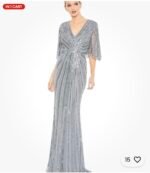 Mac Duggal 93583 Sequined V Neck Cape Sleeve Gown -Size 18 Slate Blue - Image 2