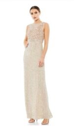 MAC DUGGAL 93603 VERTICAL SEQUIN NUDE COLUMN GOWN sz 14 - Image 3