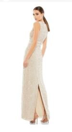 MAC DUGGAL 93603 VERTICAL SEQUIN NUDE COLUMN GOWN sz 14 - Image 4