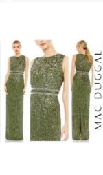 Mac Duggal 93603 Sz 14 Sequined High Neck Sleeveless Column Gown - Image 2