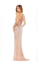 Mac Duggal Rose Gold Faux Wrap Sequin Cut Out Back Gown Size 12 5390 - Image 3