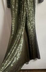 IEENA For Mac Duggal 26490 Sz 10 Sequin Faux Wrap Gown in Olive Green - Image 7