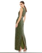 Mac Duggal 93603 Sz 14 Sequined High Neck Sleeveless Column Gown