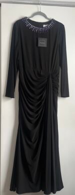 Ieena for Mac Duggal 44069 Beaded Long Sleeve Fitted Jersey Dress Size Large - Image 4