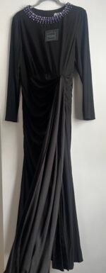 Ieena for Mac Duggal 44069 Beaded Long Sleeve Fitted Jersey Dress Size Large - Image 7