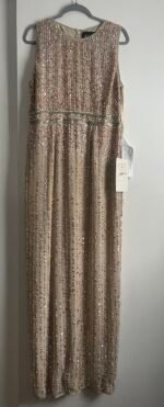 MAC DUGGAL 93603 VERTICAL SEQUIN NUDE COLUMN GOWN sz 14 - Image 6