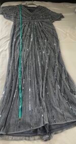 Mac Duggal 93583 Sequined V Neck Cape Sleeve Gown -Size 18 Slate Blue - Image 11