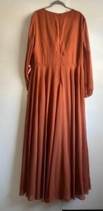 Ieena for Mac Duggal 55682 High Slit Bishop Sleeves Dress Terra Cotta Size 12 - Image 7