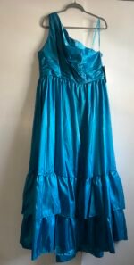 Mac Duggal 68527 Sz 18 turquoise blue ruffle skirt one shoulder gown - Image 5