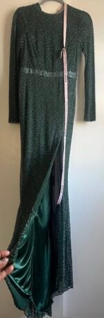 Mac Duggal 5056 size 6 beaded high neck long sleeve gown with detailed belt - Image 7