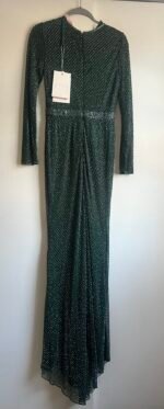 Mac Duggal 5056 size 6 beaded high neck long sleeve gown with detailed belt - Image 8