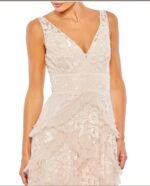 Mac Duggal 9162 sequined scallop ruffle tiered V-neck gown Sz 18 - Image 3