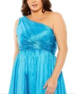 Mac Duggal 68527 Sz 18 turquoise blue ruffle skirt one shoulder gown - Image 3