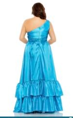 Mac Duggal 68527 Sz 18 turquoise blue ruffle skirt one shoulder gown - Image 4