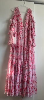Mac Duggal 55906 Sz 14 pink ruffle sleeve floral print gown - Image 7