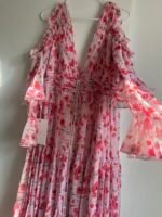 Mac Duggal 55906 Sz 14 pink ruffle sleeve floral print gown - Image 8