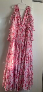 Mac Duggal 55906 Sz 14 pink ruffle sleeve floral print gown - Image 9