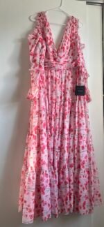 Mac Duggal 55906 Sz 14 pink ruffle sleeve floral print gown - Image 10