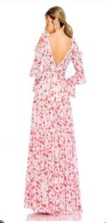 Mac Duggal 55906 Sz 14 pink ruffle sleeve floral print gown - Image 5