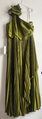 Mac Duggal 77003 Sz 18 one hand pleated asymmetrical long apple green gown - Image 4