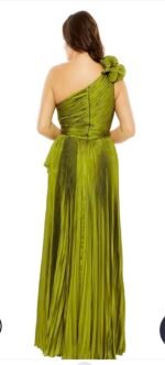 Mac Duggal 77003 Sz 18 one hand pleated asymmetrical long apple green gown - Image 3
