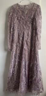 Mac Duggal Puff Sleeve Embroidered A-Line Tea Length Mauve Dress Sz 10 - Image 8