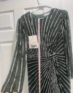 Mac Duggal 5641 embellished puff sleeve side knot bow dress size 8 - Image 7