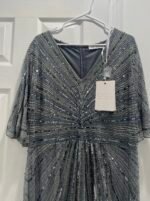 Mac Duggal 93583 Sequined V Neck Cape Sleeve Gown -Size 18 Slate Blue - Image 7