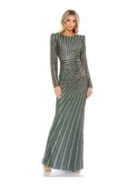 Mac Duggal 5641 embellished puff sleeve side knot bow dress size 8 - Image 5