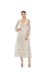 Mac Duggal 93788 Dress 4 Embellished Floral Faux Wrap A-Line Long Sleeves NWT