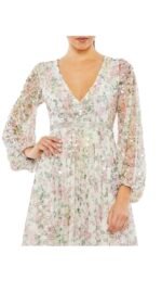 Mac Duggal 93788 Dress 4 Embellished Floral Faux Wrap A-Line Long Sleeves NWT - Image 3