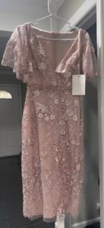 Mac Duggal 67909 Embellished Illusion Butterfly Sleeve Dress in Rose Pink Size 2 - Image 5