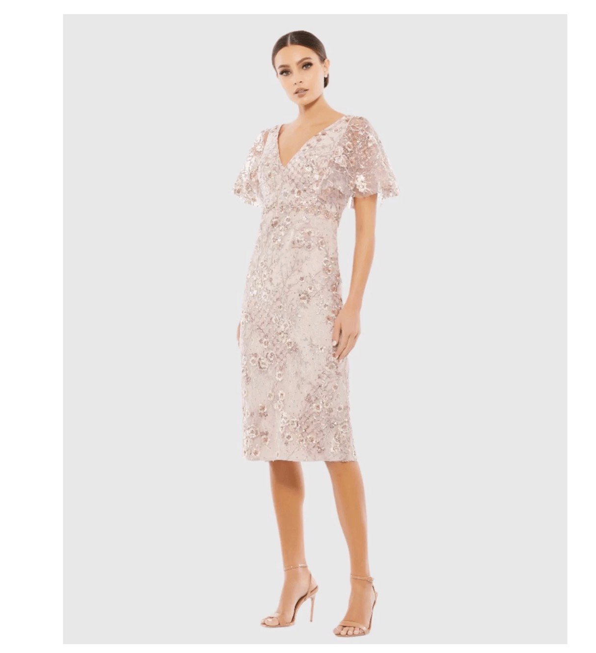 Screenshot Mac Duggal 67909 Embellished Illusion Butterfly Sleeve Dress in Rose Pink Size 2 - Image 1