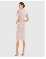 Mac Duggal 67909 Embellished Illusion Butterfly Sleeve Dress in Rose Pink Size 2 - Image 4