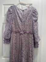 Mac Duggal 79397 Sz 6 Lilac Lace Long Sleeve V Neck Embellished Gown - Image 11
