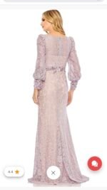 Mac Duggal 79397 Sz 10 Lilac Lace Long Sleeve V Neck Embellished Gown - Image 7
