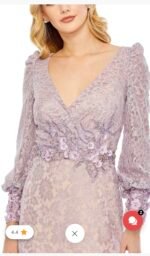 Mac Duggal 79397 Sz 10 Lilac Lace Long Sleeve V Neck Embellished Gown - Image 8