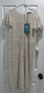 Mac Duggal 10827  Floral Embellished Flutter Sleeve Midi Dress Size 12 - Image 7