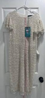 Mac Duggal 10827  Floral Embellished Flutter Sleeve Midi Dress Size 12 - Image 8