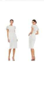 Mac Duggal 10827  Floral Embellished Flutter Sleeve Midi Dress Size 12