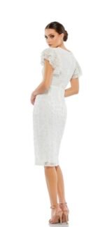 Mac Duggal 10827  Floral Embellished Flutter Sleeve Midi Dress Size 12 - Image 3