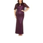 MAC DUGGAL 5948 Beaded Cape Sleeve Gown Amethyst Size 18W Formal Wedding