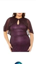 MAC DUGGAL 5948 Beaded Cape Sleeve Gown Amethyst Size 18W Formal Wedding - Image 4