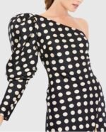 Ieena Mac Duggal - 26515 Sz 6 Puff Long Sleeve One Shoulder Polkadot Dress - Image 4
