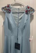 IEENA Mac Duggal 26540 Floral Beaded Cap Sleeve ALine Gown Blue Sz 6 - Image 5