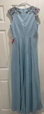 IEENA Mac Duggal 26540 Floral Beaded Cap Sleeve ALine Gown Blue Sz 6 - Image 7